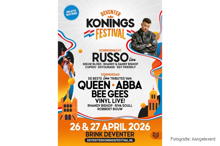 Deventer Koningsfestival op de Brink met Russo en tributes van o.a. Queen, ABBA, en de Bee Gees